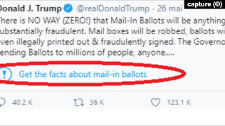 Avertismentul primit de Donald Trump de la Twitter: posibil fake news