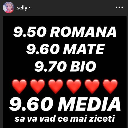 Selly a postat notele obtinute la Bacalaureat 2020. Media totala este 9.60