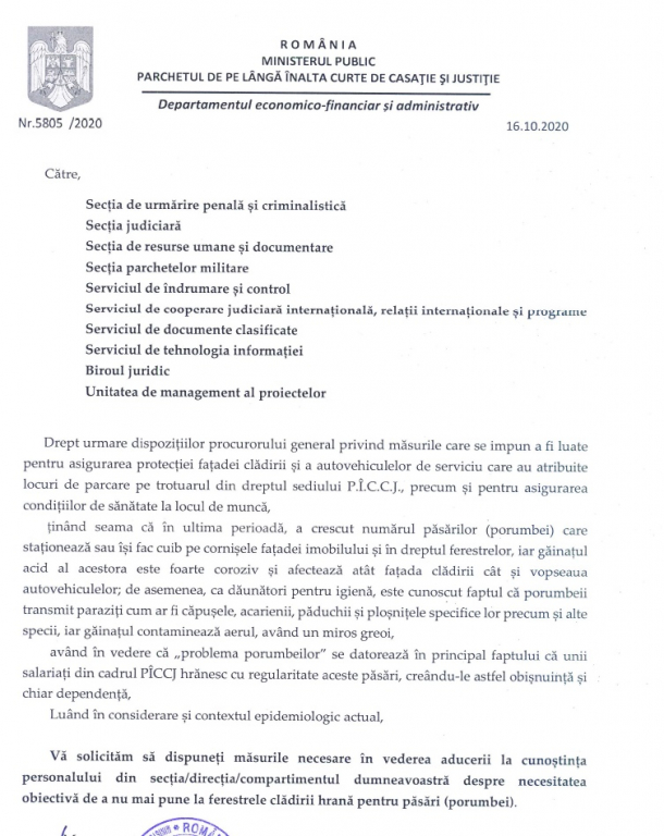 Procurorii nu au mai avut voie să hrănească porumbeii 