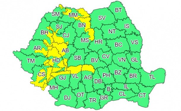 harta anm cod galben de ploaie