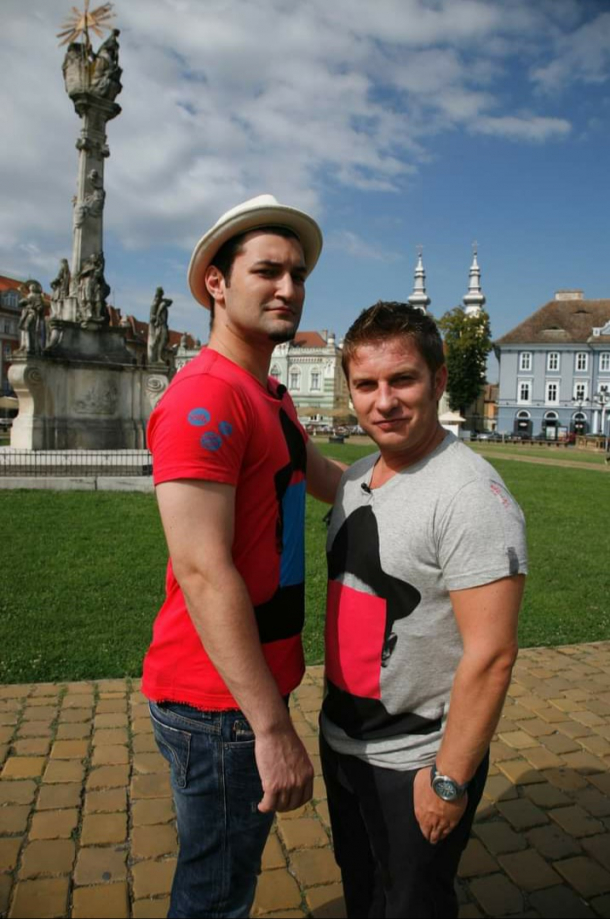 Smiley și Pavel Baroș în 2011, la filmările primului sezon Românii au talent
