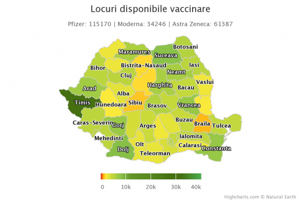 harta locuri disponibile centre vaccinare anti covid