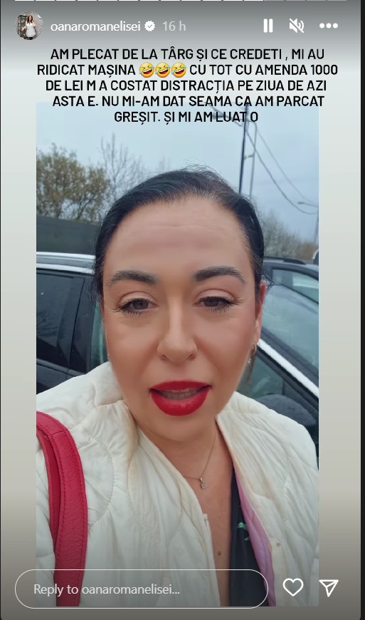 Oana Roman s-a dus să își ia mașina de la ridicari