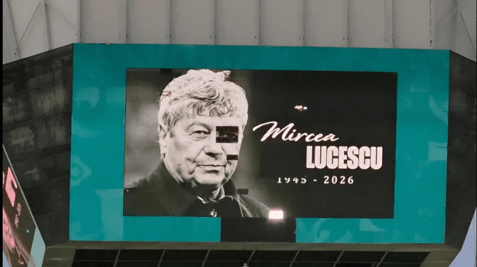 Portretul lui Mircea Lucescu, deformat pe Arena Națională. Cum explică Primăria Capitalei ecranul defect