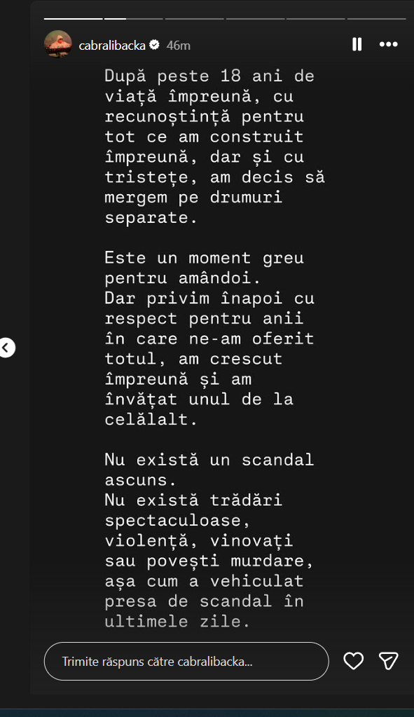 Cabral și Andreea Ibacka divorțează